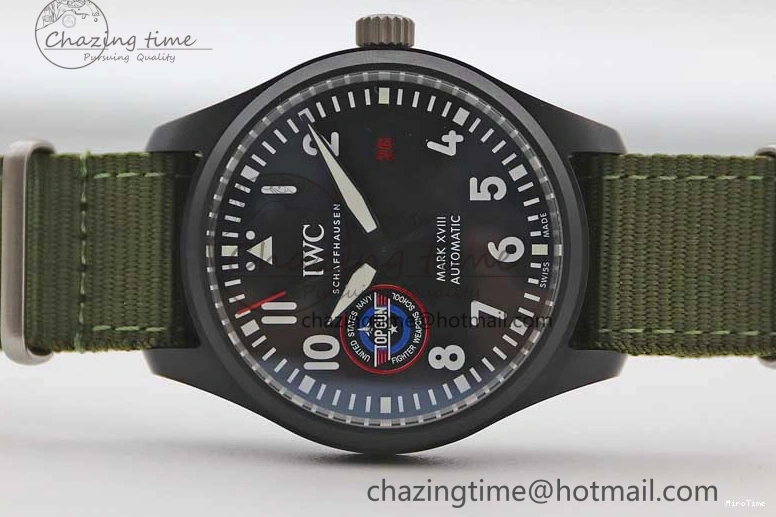 MIROTIME 0219 Packable Mark XVIII ‘TOPGUN SFTI’ Ceramic M+F Best Edition Black Dial on Green Nylon Strap 7048